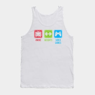 Anime, Weights, Video Games Tank Top